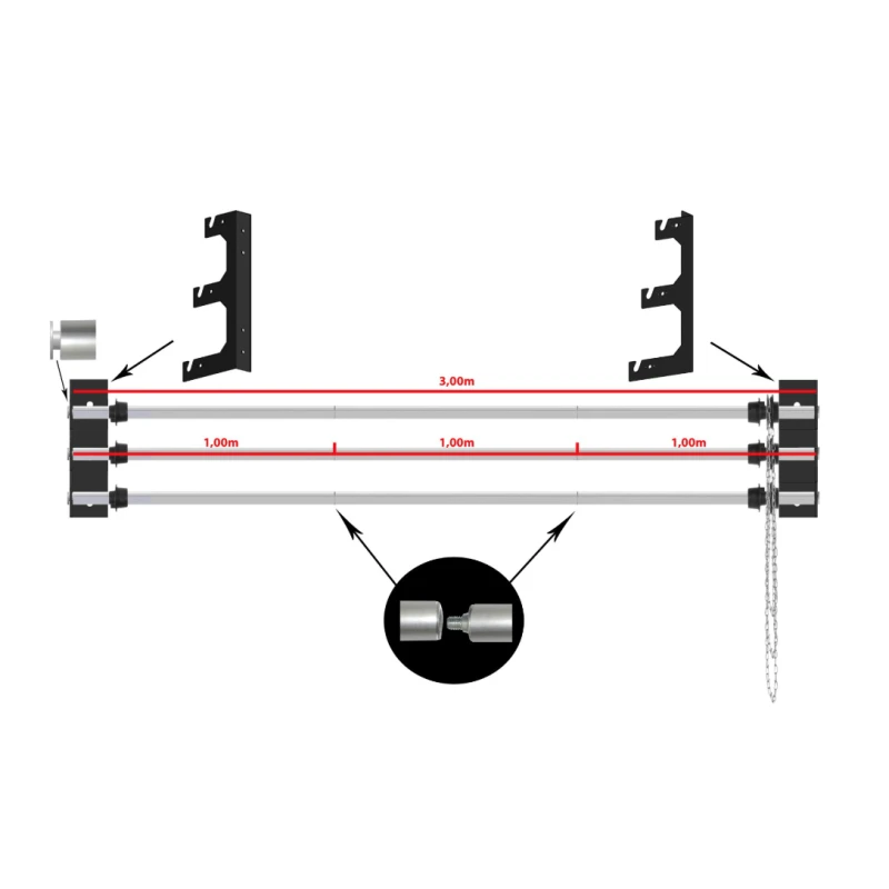 Suporte para Fundo Fotografico 3 lugares  (Parade ou teto) 
