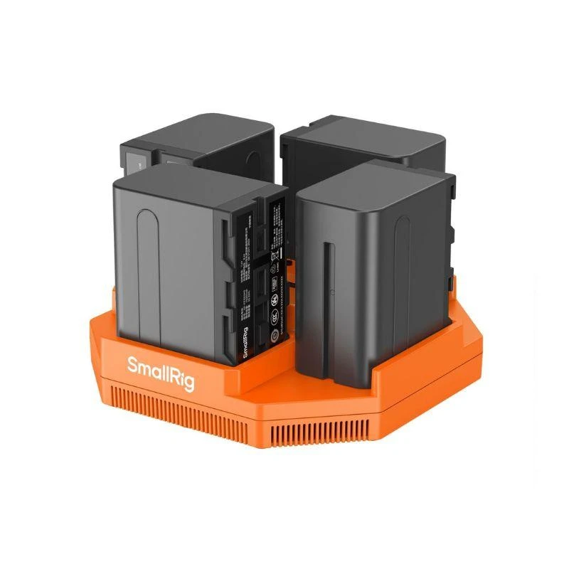 Carregador de Bateria para Câmera SmallRig F970 de 4 Canais e kit de 4 baterias 4834