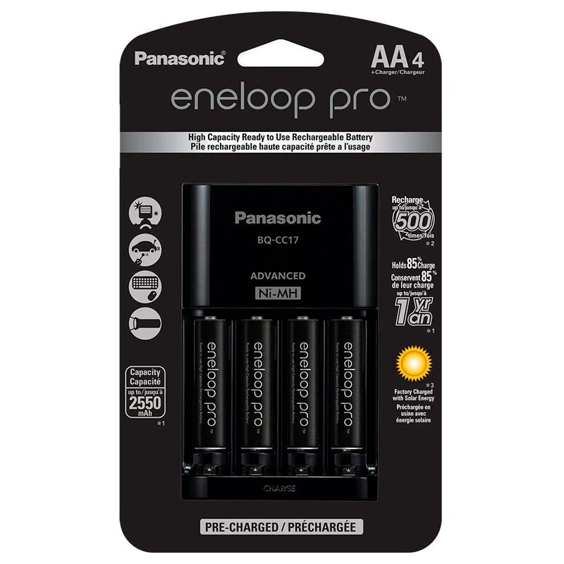 Carregador Eneloop Pro C/4 pilhas AA