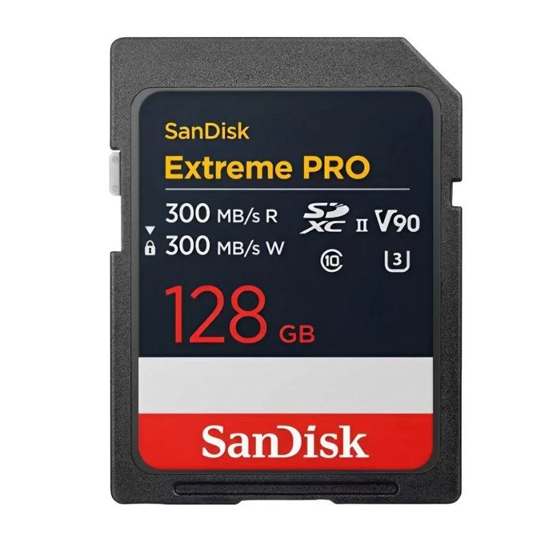 Memoria SD SanDisk Extreme Pro 300-300 MB/s U3 V90 UHS-II 128 GB 8K (SDSDXDM-128G-GN4IN)