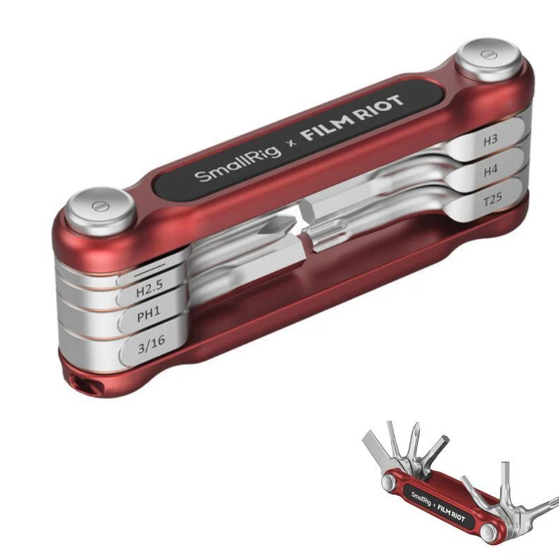 SmallRig X Film Riot 7-In-1 Folding Wrench Set With Multiple Angle Red 4811