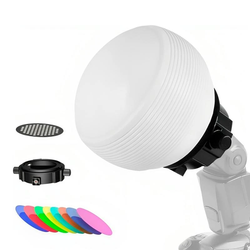 Difusor Lensgo D25 P/Flash Con Adaptador/Filtros De Cor/Honeycomb 