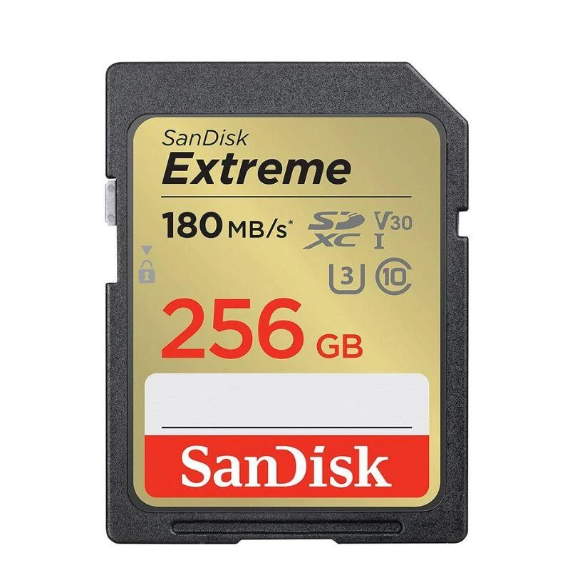Memoria SD SanDisk Extreme 180-130 MB/s C10 U3 V30 256 GB (SDSDXVV-256G-GNCIN)