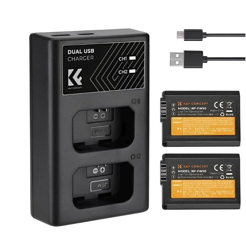 Kit De Bateria E Carregador K&F NP-FW50 para Sony (KF28.0015)