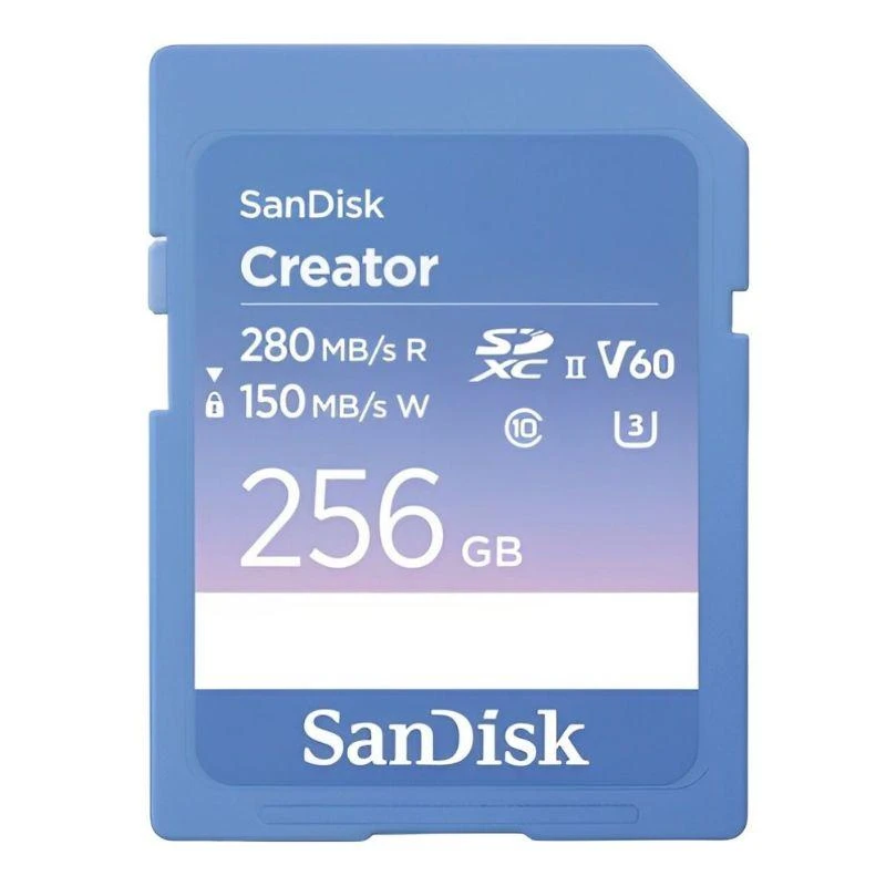 Cartão De Memória SD SanDisk Creator 280-150 MB/s UHS-II U3 V60 6K 256 GB (SDSDXEP-256G-GNCIS) 