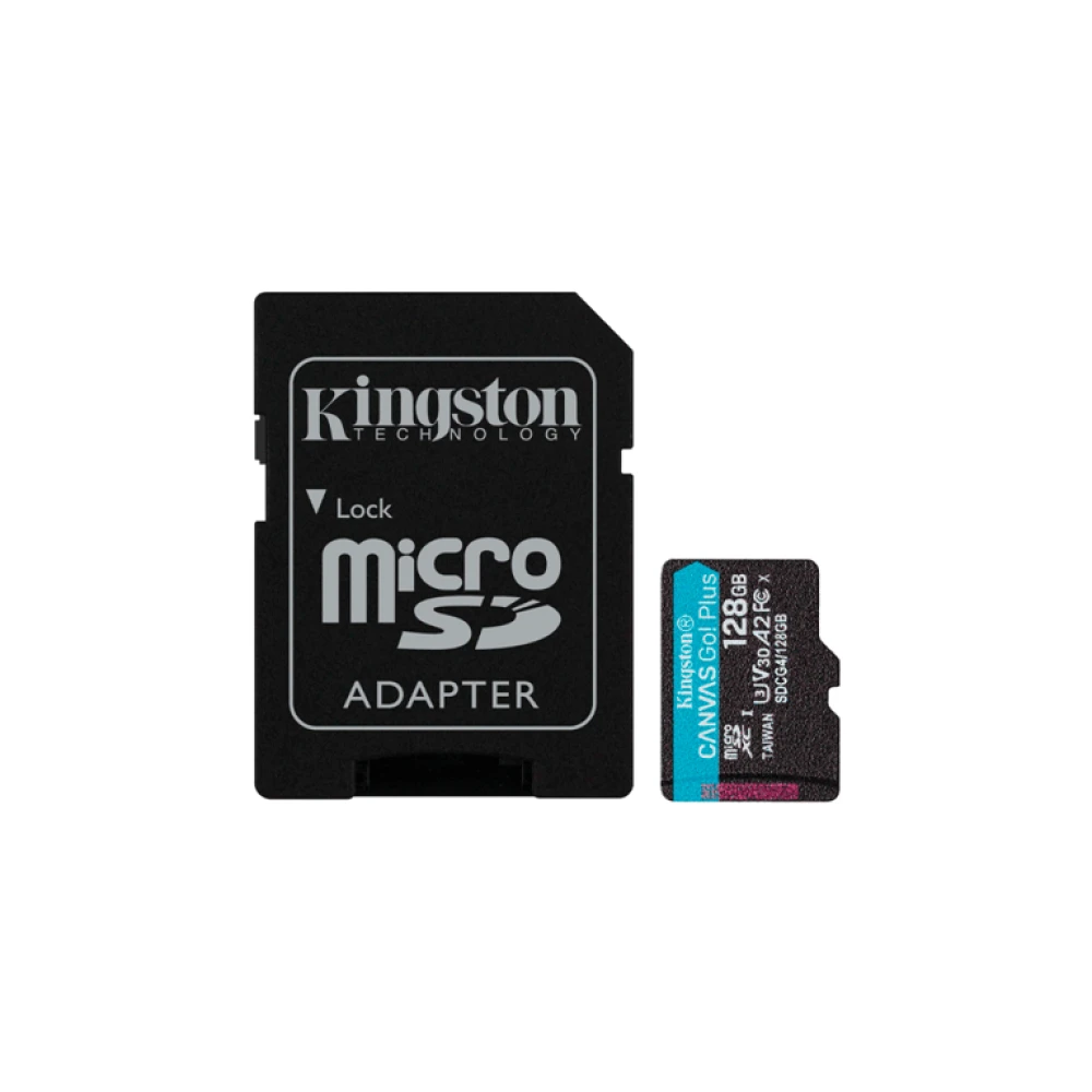 Memória Micro SD 128GB Kingstone 2x1 200MB/S C10 U3 V30 A2 Canvas Go Plus SDCG4/128GB