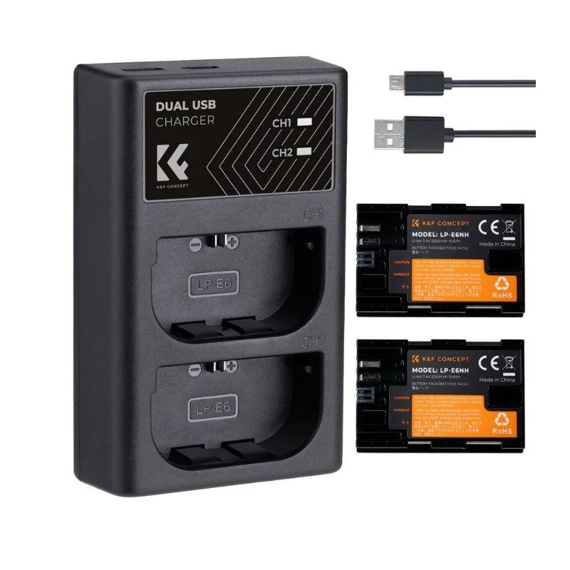Kit De Bateria E Carregador K&F LP-E6NH Para Canon (Kf28.0021)