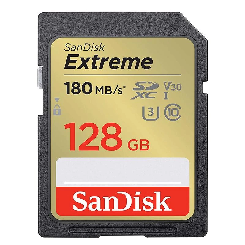 Cartão De Memoria SD 128GB Sandisk Extreme 180-90Mb/S U3 (SDSDXVA-128G-GNCIN)