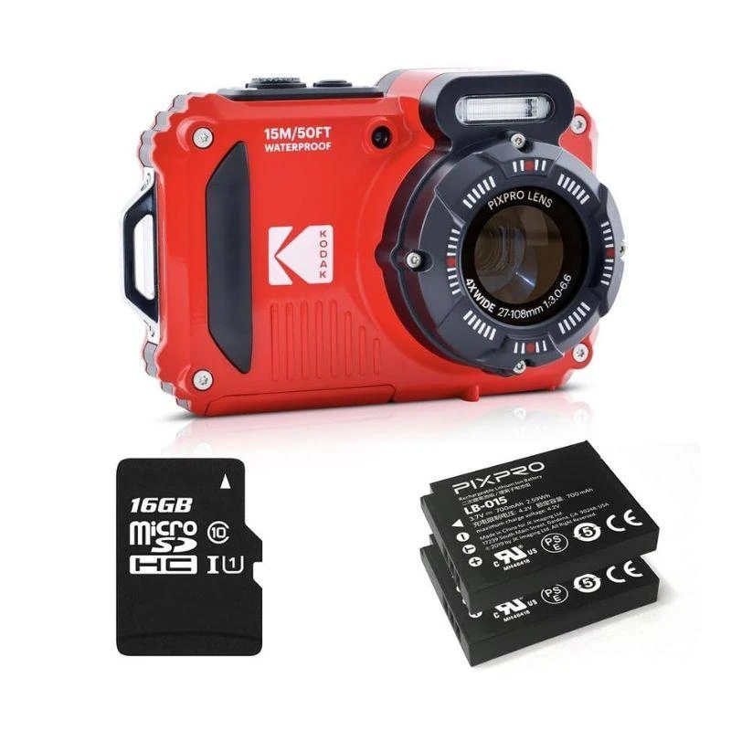 Câmera Kodak PIXPRO WPZ2 Red ( X2 Bat +16Gb)