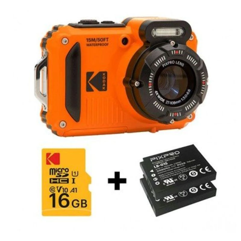 Câmera Kodak PIXPRO WPZ2 Orange ( X2 Bat +16Gb)