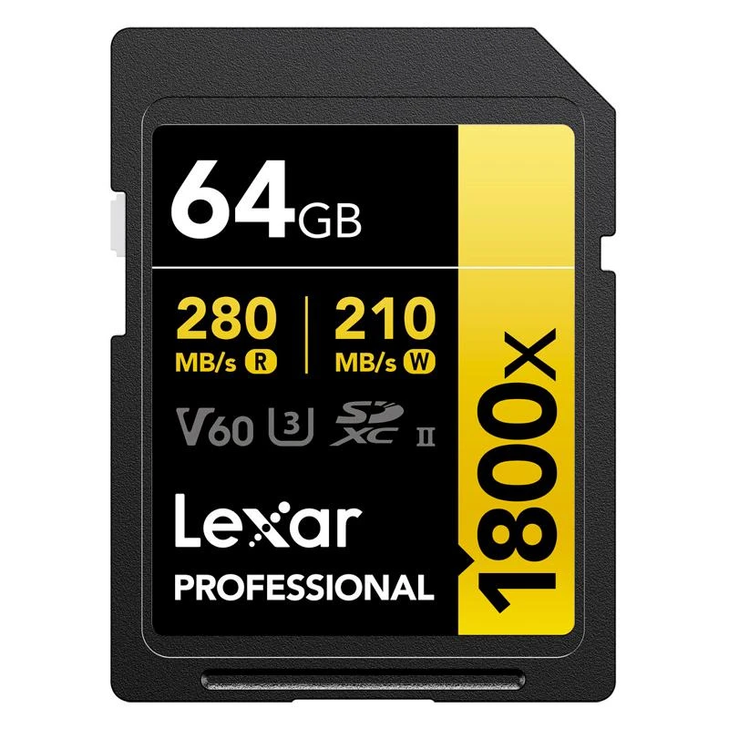 Cartão De Memoria SD 64GB Lexar Pro Gold 1800X 280-210MB/S C10 V60
