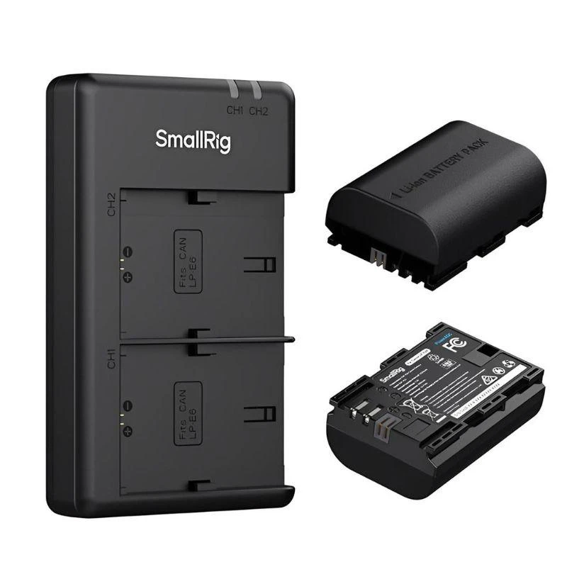 Kit Carregador de Bateria SmallRig 5408 + 2 Baterias LP-E6P para Câmeras Canon