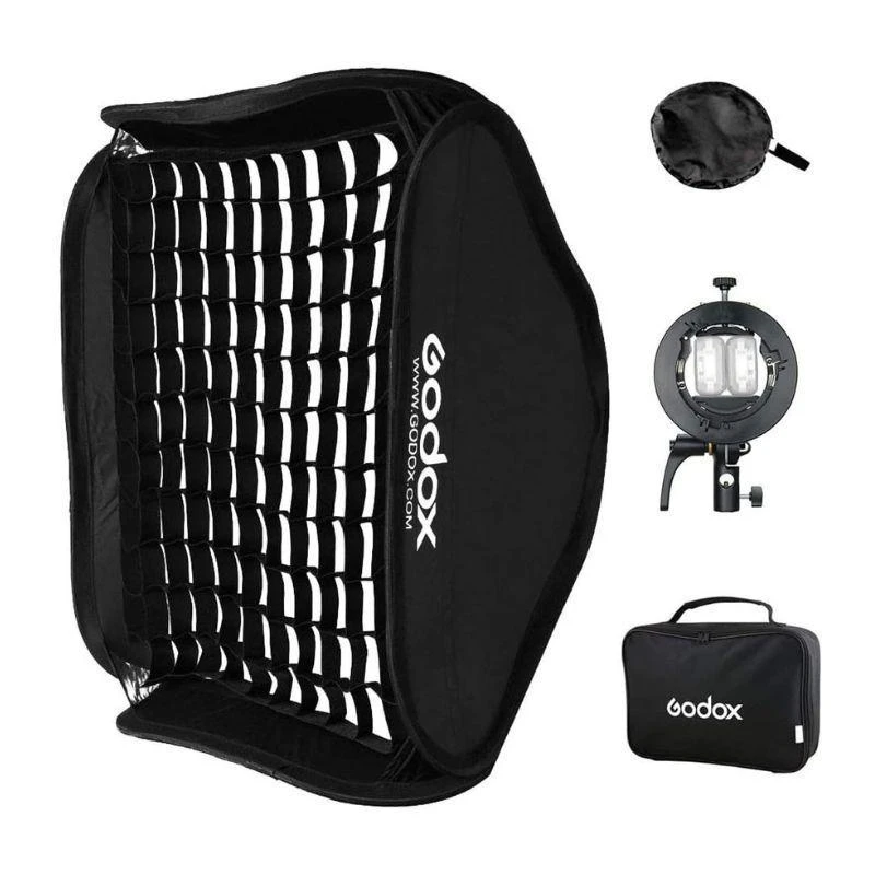 Suporte Para flash Godox S2 Bowens + Softbox (80x80cm)