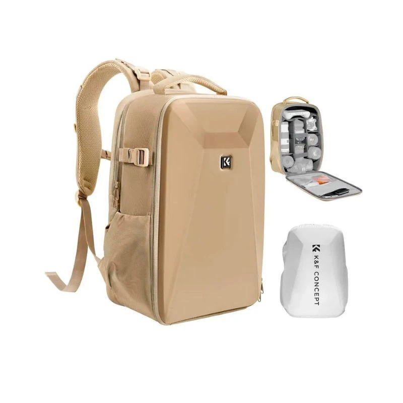 Mochila Para Câmera À Prova D'Água K&F KF13.134 (Khaki Bege)