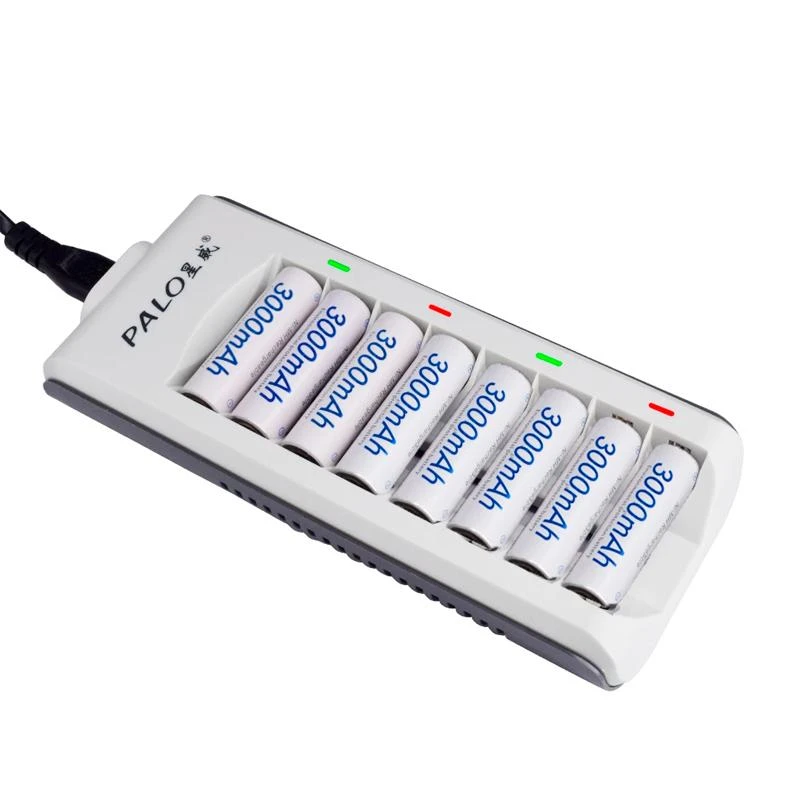 Carregador Palo LCD C/ 8 Pilhas (3000 mAh)