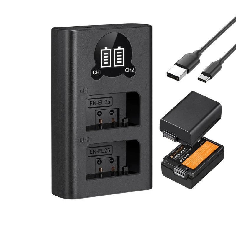 Kit Baterias + Carregador Duplo K&F EN-EL25 (2 Bat/Carg. Duplo) (KF28.0031)