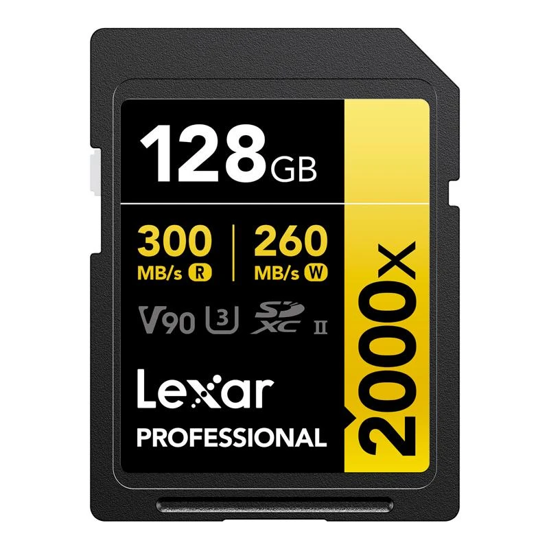 Cartão De Memoria SD 128GB LEXAR PRO. V90 8K GOLD 2000X 300-260MB/S C10