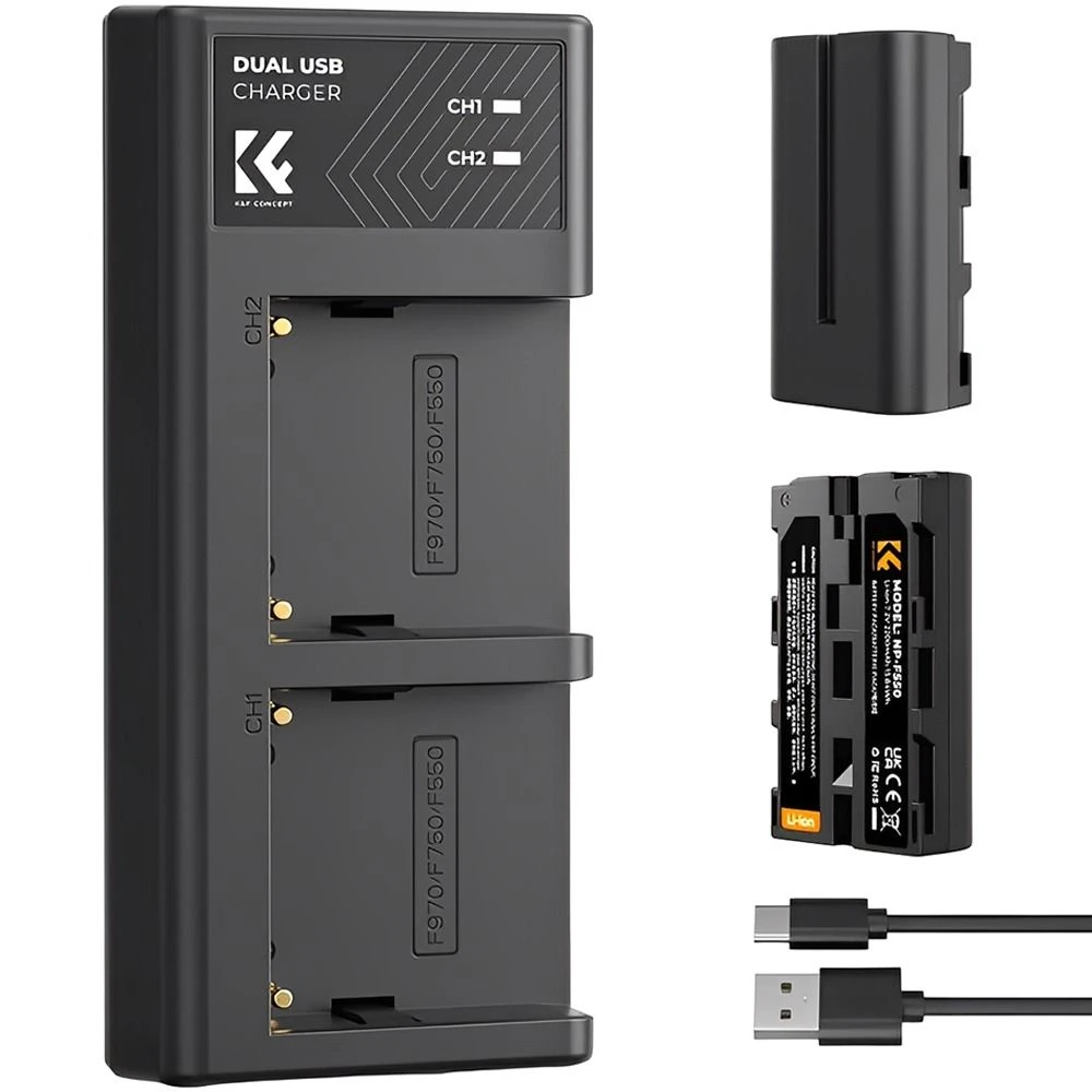 Kit Bateria NP-F550 Y Cargador K&F (2 BAT/CARG. Duplo) (KF28.0046)