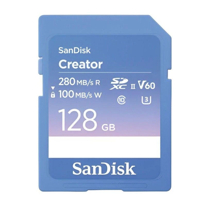 Memoria SD SanDisk Creator 280-100 MB/s UHS-II U3 V60 6K 128 GB (SDSDXEP-128G-GNCIS) 