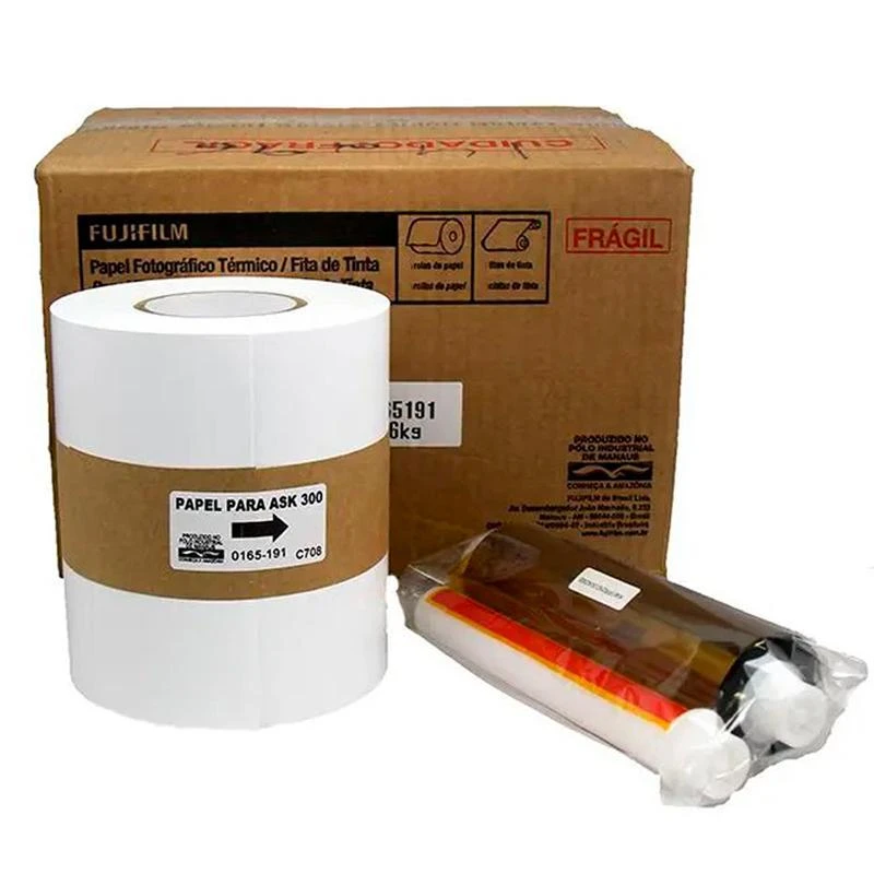 Papel + Ribbon 13X18 Para Impressora Fuji Ask 300