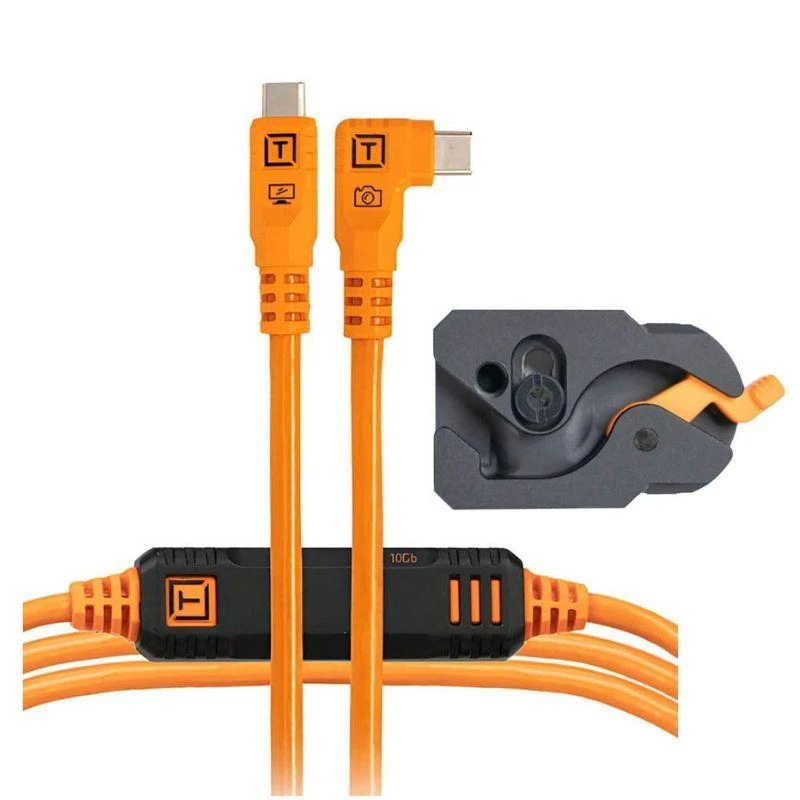 Kit Cabo USB-C para USB-C Tether Tools TetherPro 10 Gbps + Placa de Travamento - Laranja 4.6 metros (LLPC15RTG2-ORG)